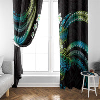 Hawaii Turtles Plumeria Window Curtain Chartreuse Cyan Polynesian Pattern LT01 - Polynesian Pride