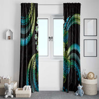 Hawaii Turtles Plumeria Window Curtain Chartreuse Cyan Polynesian Pattern LT01 - Polynesian Pride