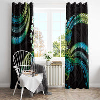 Hawaii Turtles Plumeria Window Curtain Chartreuse Cyan Polynesian Pattern LT01 - Polynesian Pride