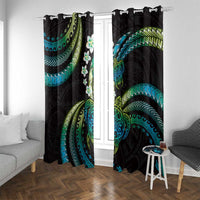 Hawaii Turtles Plumeria Window Curtain Chartreuse Cyan Polynesian Pattern LT01 With Grommets Cyan - Polynesian Pride