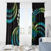 Hawaii Turtles Plumeria Window Curtain Chartreuse Cyan Polynesian Pattern LT01 - Polynesian Pride