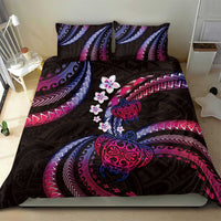 Hawaii Turtles Plumeria Bedding Set Sweet Gradient Polynesian Pattern