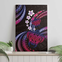 Hawaii Turtles Plumeria Canvas Wall Art Sweet Gradient Polynesian Pattern