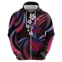 Hawaii Turtles Plumeria Hoodie Sweet Gradient Polynesian Pattern