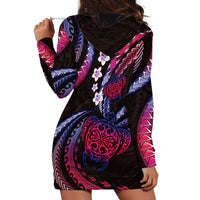 Hawaii Turtles Plumeria Hoodie Dress Sweet Gradient Polynesian Pattern