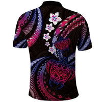 Hawaii Turtles Plumeria Polo Shirt Sweet Gradient Polynesian Pattern