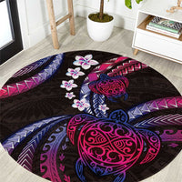 Hawaii Turtles Plumeria Round Carpet Sweet Gradient Polynesian Pattern LT01 Pink - Polynesian Pride