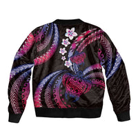 Hawaii Turtles Plumeria Sleeve Zip Bomber Jacket Sweet Gradient Polynesian Pattern LT01 - Polynesian Pride