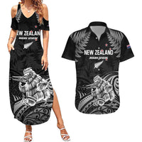 Custom New Zealand 2024 Rugby Couples Matching Summer Maxi Dress and Hawaiian Shirt Silver Fern Aotearoa Kiwi