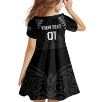 Custom New Zealand 2024 Rugby Kid Short Sleeve Dress Silver Fern Aotearoa Kiwi LT01 - Polynesian Pride