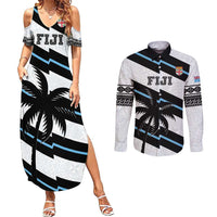 Custom Fiji 2024 Rugby Couples Matching Summer Maxi Dress and Long Sleeve Button Shirt Fijian Tapa Pattern