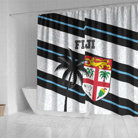 Fiji 2024 Rugby Shower Curtain Fijian Tapa Pattern