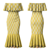 Hawaii Palaka Pikake Lokelani Plumeria Couples Matching Mermaid Dress and Long Sleeve Button Shirt Melemele Coquette Bow LT01 - Polynesian Pride