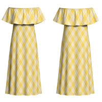 Hawaii Palaka Pikake Lokelani Plumeria Couples Matching Off Shoulder Maxi Dress and Long Sleeve Button Shirt Melemele Coquette Bow LT01 - Polynesian Pride