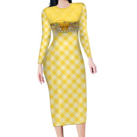 Hawaii Palaka Pikake Lokelani Plumeria Family Matching Long Sleeve Bodycon Dress and Hawaiian Shirt Melemele Coquette Bow