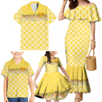 Hawaii Palaka Pikake Lokelani Plumeria Family Matching Mermaid Dress and Hawaiian Shirt Melemele Coquette Bow