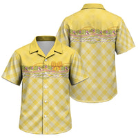 Hawaii Palaka Pikake Lokelani Plumeria Family Matching Off The Shoulder Long Sleeve Dress and Hawaiian Shirt Melemele Coquette Bow LT01 Son's Shirt Yellow - Polynesian Pride