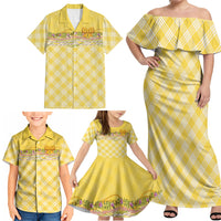 Hawaii Palaka Pikake Lokelani Plumeria Family Matching Off Shoulder Maxi Dress and Hawaiian Shirt Melemele Coquette Bow LT01 - Polynesian Pride