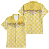 Hawaii Palaka Pikake Lokelani Plumeria Family Matching Off Shoulder Short Dress and Hawaiian Shirt Melemele Coquette Bow LT01 Dad's Shirt - Short Sleeve Yellow - Polynesian Pride