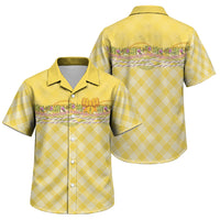 Hawaii Palaka Pikake Lokelani Plumeria Family Matching Off Shoulder Short Dress and Hawaiian Shirt Melemele Coquette Bow LT01 Son's Shirt Yellow - Polynesian Pride