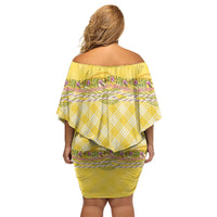 Hawaii Palaka Pikake Lokelani Plumeria Family Matching Off Shoulder Short Dress and Hawaiian Shirt Melemele Coquette Bow