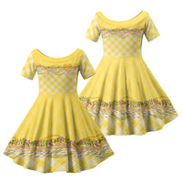 Hawaii Palaka Pikake Lokelani Plumeria Family Matching Summer Maxi Dress and Hawaiian Shirt Melemele Coquette Bow LT01 Daughter's Dress Yellow - Polynesian Pride