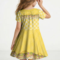 Hawaii Palaka Pikake Lokelani Plumeria Kid Short Sleeve Dress Melemele Coquette Bow LT01 - Polynesian Pride