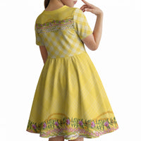 Hawaii Palaka Pikake Lokelani Plumeria Kid Short Sleeve Dress Melemele Coquette Bow LT01 - Polynesian Pride