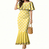 Hawaii Palaka Pikake Lokelani Plumeria Mermaid Dress Melemele Coquette Bow LT01 Women Yellow - Polynesian Pride