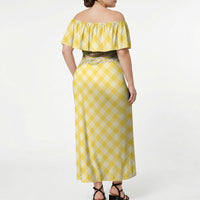 Hawaii Palaka Pikake Lokelani Plumeria Off Shoulder Maxi Dress Melemele Coquette Bow LT01 - Polynesian Pride