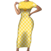 Hawaii Palaka Pikake Lokelani Plumeria Short Sleeve Bodycon Dress Melemele Coquette Bow