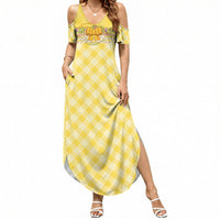 Hawaii Palaka Pikake Lokelani Plumeria Summer Maxi Dress Melemele Coquette Bow LT01 Women Yellow - Polynesian Pride