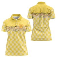 Hawaii Palaka Pikake Lokelani Plumeria Women Polo Shirt Melemele Coquette Bow