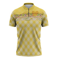 Hawaii Palaka Pikake Lokelani Plumeria Zipper Polo Shirt Melemele Coquette Bow LT01 Yellow - Polynesian Pride