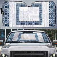 Samoa Siapo Blue Trimmed Auto Sun Shade Samoa White Sunday - Polynesian Pride