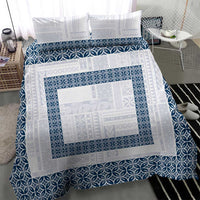 Samoa Siapo Blue Trimmed Bedding Set Samoa White Sunday - Polynesian Pride