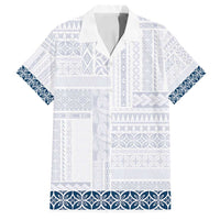 Samoa Siapo Blue Trimmed Family Matching Puletasi and Hawaiian Shirt Samoa White Sunday - Polynesian Pride