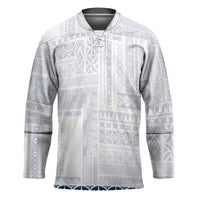 Samoa Siapo Blue Trimmed Hockey Jersey Samoa White Sunday - Polynesian Pride