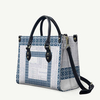 Samoa Siapo Blue Trimmed Leather Bag Samoa White Sunday - Polynesian Pride