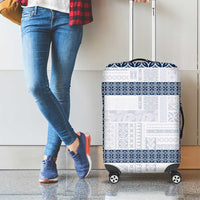 Samoa Siapo Blue Trimmed Luggage Cover Samoa White Sunday - Polynesian Pride