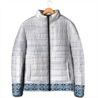 Samoa Siapo Blue Trimmed Padded Jacket Samoa White Sunday - Polynesian Pride