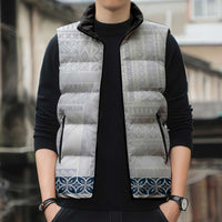 Samoa Siapo Blue Trimmed Sleeveless Puffer Jacket Samoa White Sunday - Polynesian Pride