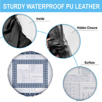 Samoa Siapo Blue Trimmed Spare Tire Cover Samoa White Sunday - Polynesian Pride