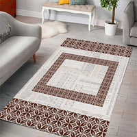 Samoa Siapo Brown Trimmed Area Rug Samoa White Sunday - Polynesian Pride