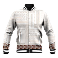 Samoa Siapo Brown Trimmed Baseball Jacket Samoa White Sunday - Polynesian Pride