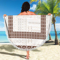 Samoa Siapo Brown Trimmed Beach Blanket Samoa White Sunday - Polynesian Pride