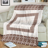 Samoa Siapo Brown Trimmed Blanket Samoa White Sunday - Polynesian Pride