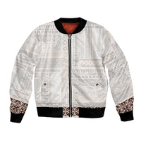 Samoa Siapo Brown Trimmed Bomber Jacket Samoa White Sunday - Polynesian Pride