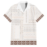 Samoa Siapo Brown Trimmed Hawaiian Shirt Samoa White Sunday - Polynesian Pride