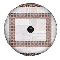 Samoa Siapo Brown Trimmed Spare Tire Cover Samoa White Sunday - Polynesian Pride